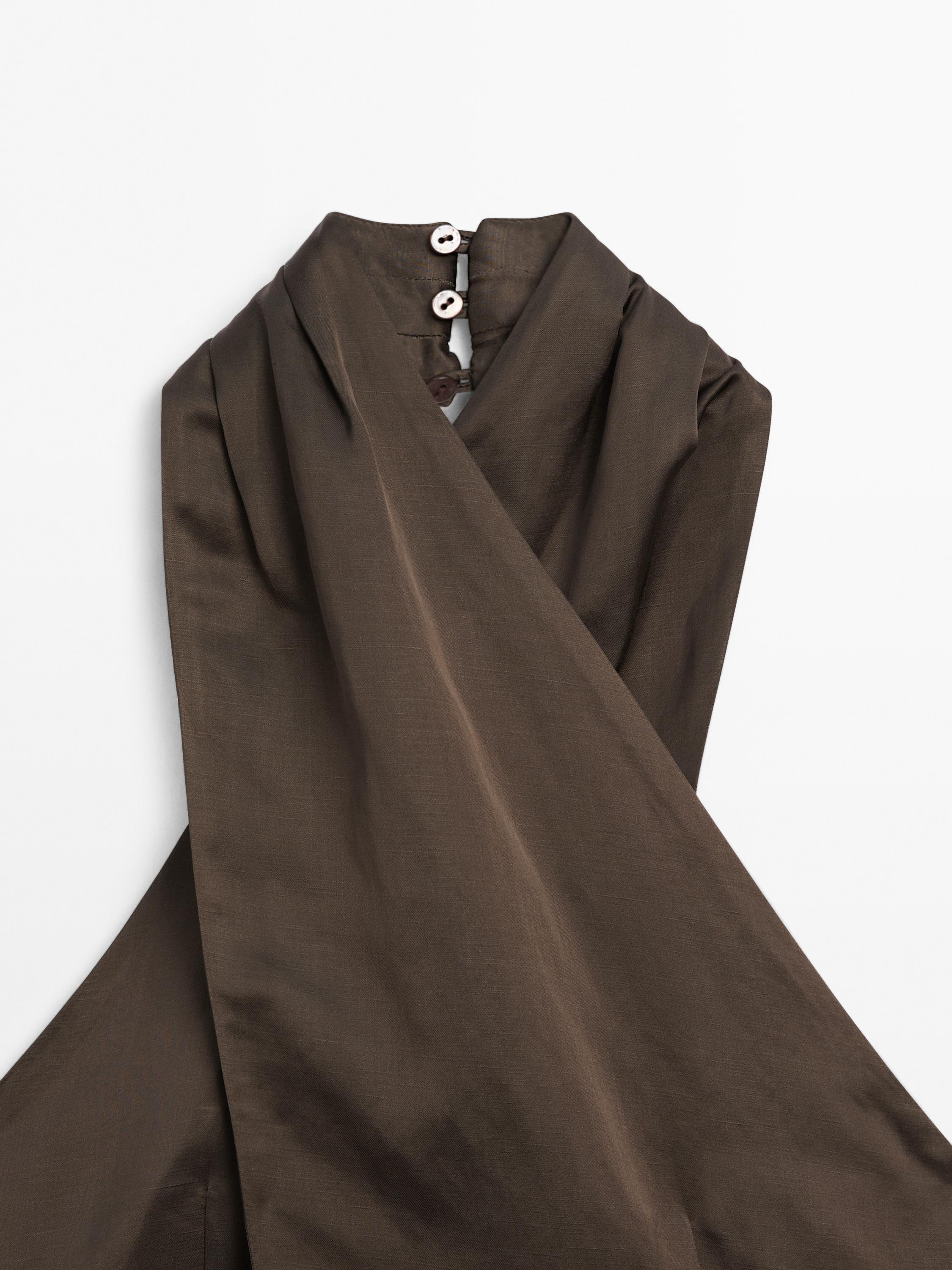 Linen blend halter neck waistcoat - STUDIO